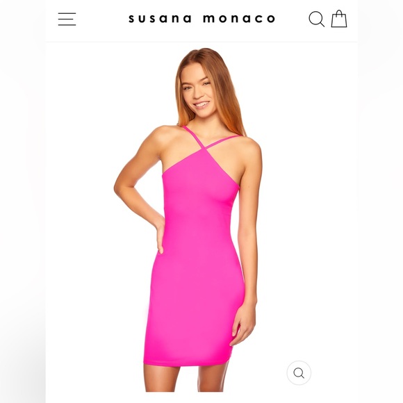 Susana Monaco Dresses & Skirts - NWOT SUSANA MONACO RACER STRING NECK MINI DRESS IN PINK GLO SIZE XS